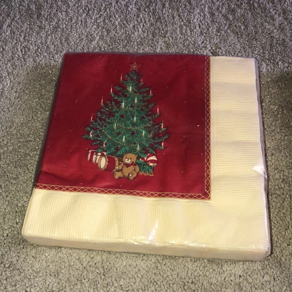 Hallmark Vintage Deadstock Napkins‎ Packs Christmas Tree Teddy Bear Drums Print